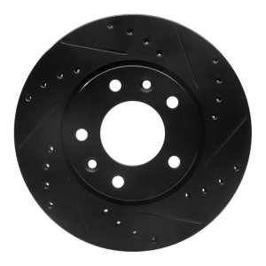 Kia Sedona Brake Rotor (1) - Front Right - R1 Concepts - Drilled & Slotted - Black - 2002